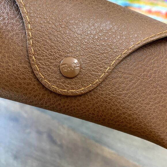 Ray- Ban Sunglass Snap Case Pebbled Tan Brown Leather CASE ONLY - Picture 11 of 11